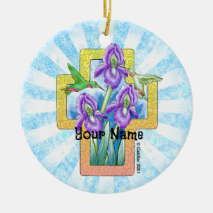 Iris-Kreuz-Christen-Schmuck Keramik Ornament