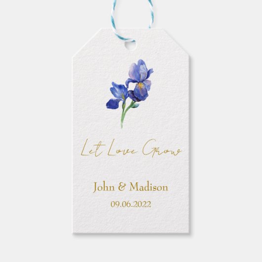 Iris | Lass Liebe wachsen Hochzeitssamen Geschenkanhänger (Vorderseite)