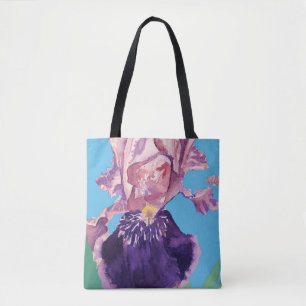 Iris Lila Blume Floral Tote Tasche