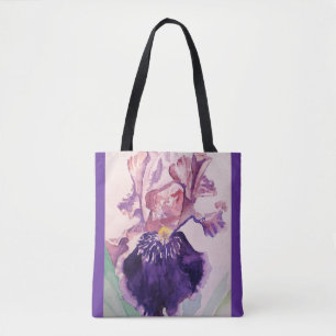 Iris Lila Blume Floral Tote Tasche