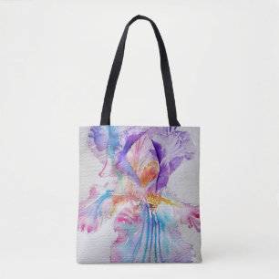 Iris Lila Blume Floral Tote Tasche