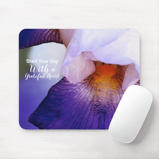 Iris Lila Dankbarkeit Herzangebot Mousepad (Mit Mouse)