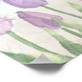 Iris Lila Tulip Watercolor Blume Collage Poster (Ecke)