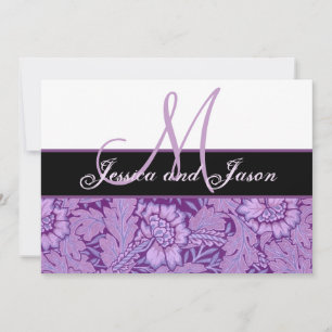 Iris Lila Vintage Damask Hochzeit Monogramm Einlad Einladung