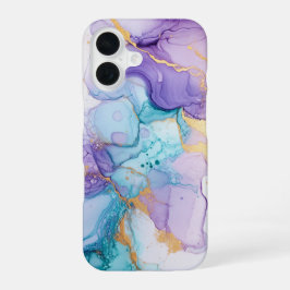 Iris Lumière Luxury Lavender Aqua Watercolor iPhone 16 Hülle