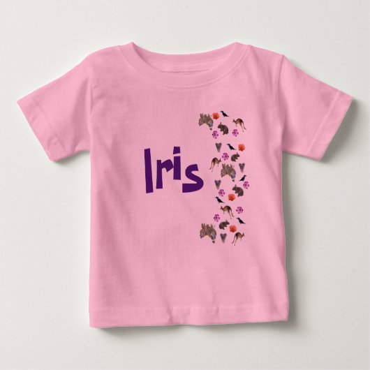 Iris, Mädchenname mit australischer Wildtierart, Baby T-shirt (Vorderseite)