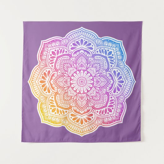 Iris Mandala Tapestry Wandteppich (Vorderseite (Horizontal))