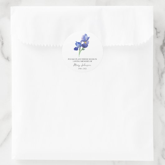 Iris Memorial Funerbital Seed Packet Runder Aufkleber (Tasche)