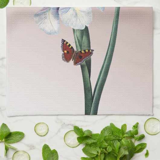 Iris mit Schmetterling Geschirrtuch (Gefaltet)