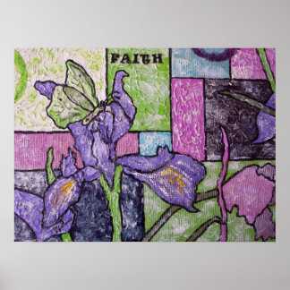 Iris mit Schmetterling Poster