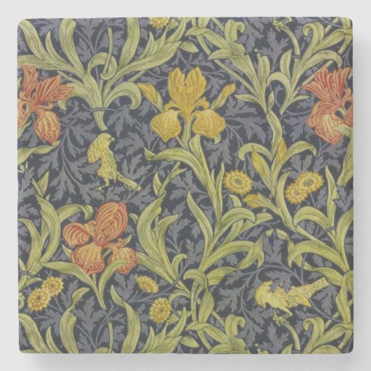 Iris-Muster (von William Morris) Steinuntersetzer (Vorderseite)