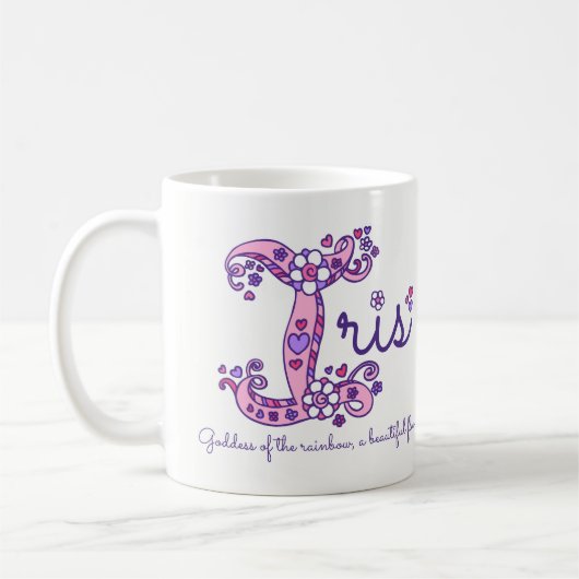 Iris-Name bedeutet dekorative I-Monogramm-Tasse Kaffeetasse (Links)