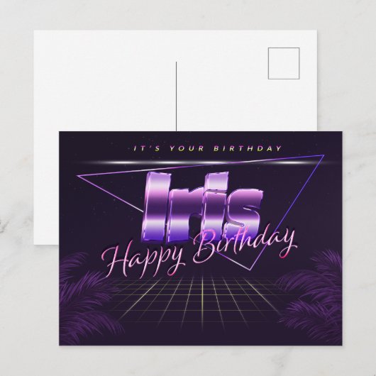 Iris Name Vorname lila Postkarte Geburtstag (Vorne/Hinten)
