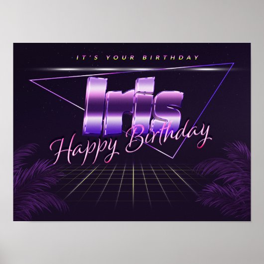 Iris Name Vorname lila retro Poster Geburtstag (Vorne)