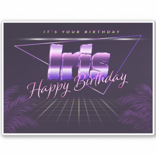 Iris Name Vorname lila retro Sticker Geburtstag (Vorderseite)