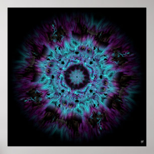 Iris-Nebel - farbenfrohes abstraktes Muster v2-1 Poster