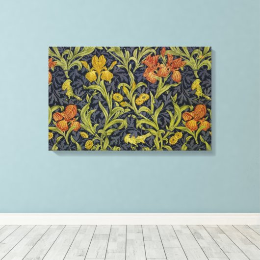 Iris Pattern (von William Morris) Leinwanddruck (Insitu (Holzboden))