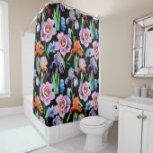 Iris Peony Watercolor Floral Pattern Duschvorhang (Beispiel)