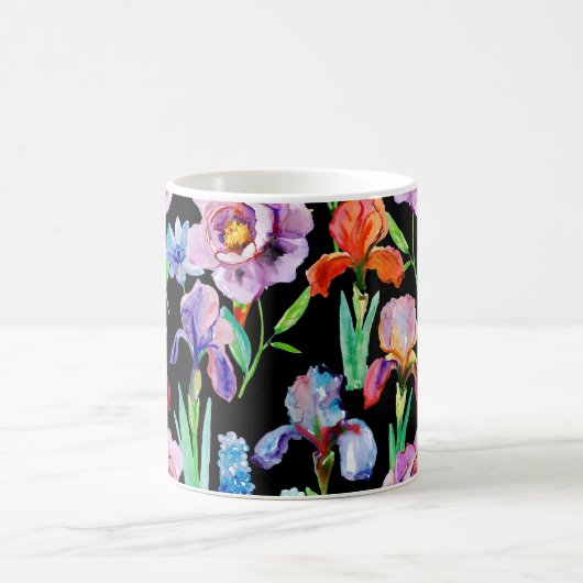 Iris Peony Watercolor Floral Pattern Kaffeetasse (Mittel)