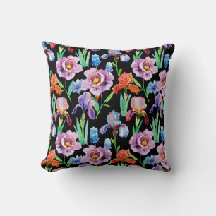 Iris Peony Watercolor Floral Pattern Kissen