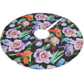 Iris Peony Watercolor Floral Pattern Polyester Weihnachtsbaumdecke (Schrägansicht)