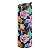 Iris Peony Watercolor Floral Pattern Thermosbecher (Nach links gedreht)