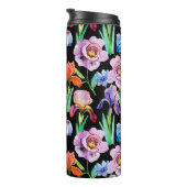 Iris Peony Watercolor Floral Pattern Thermosbecher (Nach rechts gedreht)