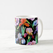 Iris-Pfingstrose-Wasserfarben-Blumenmuster Kaffeetasse (VorderseiteRechts)