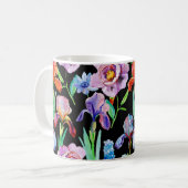 Iris-Pfingstrose-Wasserfarben-Blumenmuster Kaffeetasse (Vorderseite Links)
