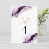 IRIS | Plum Lila Watercolor Gold Tischnummer (Stehend Vorderseite)