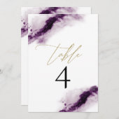 IRIS | Plum Lila Watercolor Gold Tischnummer (Vorne/Hinten)