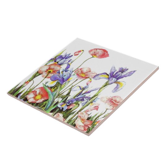 Iris & Poppy Blume Aquarell Floral Fliese (Seite)