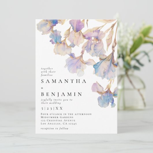 Iris QR Code Wedding Einladung (Stehend Vorderseite)
