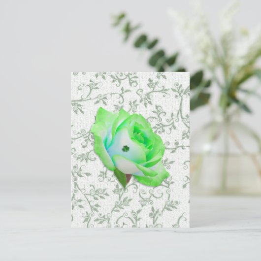 Iris Rose und Kleeblatt! Postkarte (Stehend Vorderseite)