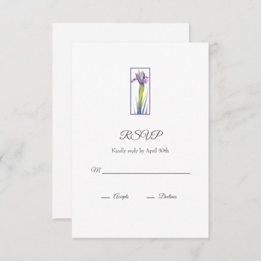 Iris RSVP Karte (Vorne/Hinten)