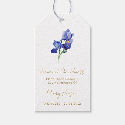 Iris-Samenpackungs-Beerdigungsgeschenk-Tags Geschenkanhänger (Vorderseite)
