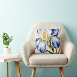 Iris Schwertlilie blau weiß - Aquarell-Design | Kissen