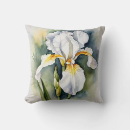 Iris Schwertlilie weiß - Aquarell-Design | Kissen