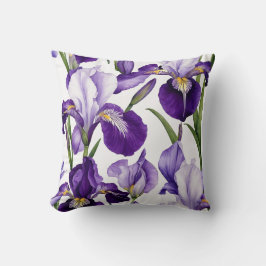 Iris Schwertlilie weiß lila - Aquarell-Design | Kissen