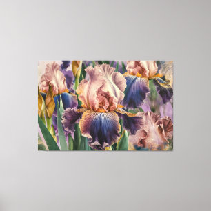 *~* IRIS Schwertlilien Vintage Floral TV2 Pfirsich Leinwanddruck