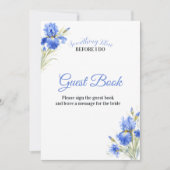 Iris Something Blue Brautparty-Gästebuch-Schild Einladung (Vorderseite)
