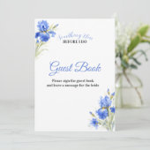 Iris Something Blue Bridal Shower Guest Book Sign Einladung (Stehend Vorderseite)