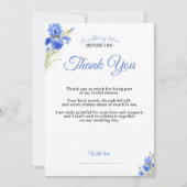 Iris Something Blue Bridal Shower Thank You Card Einladung (Vorderseite)