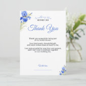 Iris Something Blue Bridal Shower Thank You Card Einladung (Stehend Vorderseite)