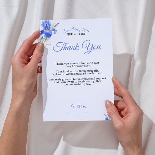 Iris Something Blue Bridal Shower Thank You Card Einladung