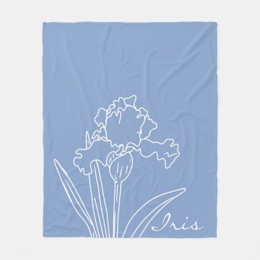 Iris Spring Blume Moderne Blumenskizze Zuhause Fleecedecke (Vorderseite)