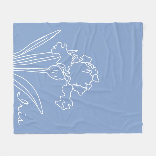 Iris Spring Blume Moderne Blumenskizze Zuhause Fleecedecke (Vorderseite (Horizontal))