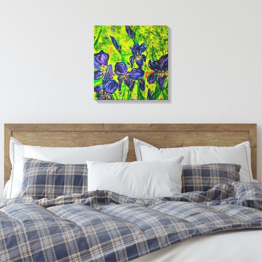 Iris Stretched Canvas Print Leinwanddruck (Insitu (Schlafzimmer))