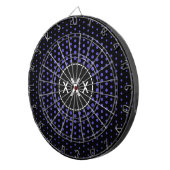Iris Techno Dots Modernes Monogramm Dartscheibe (Vorderseite rechts)