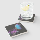 Iris und Butterfly Steinuntersetzer (Seitenansicht)